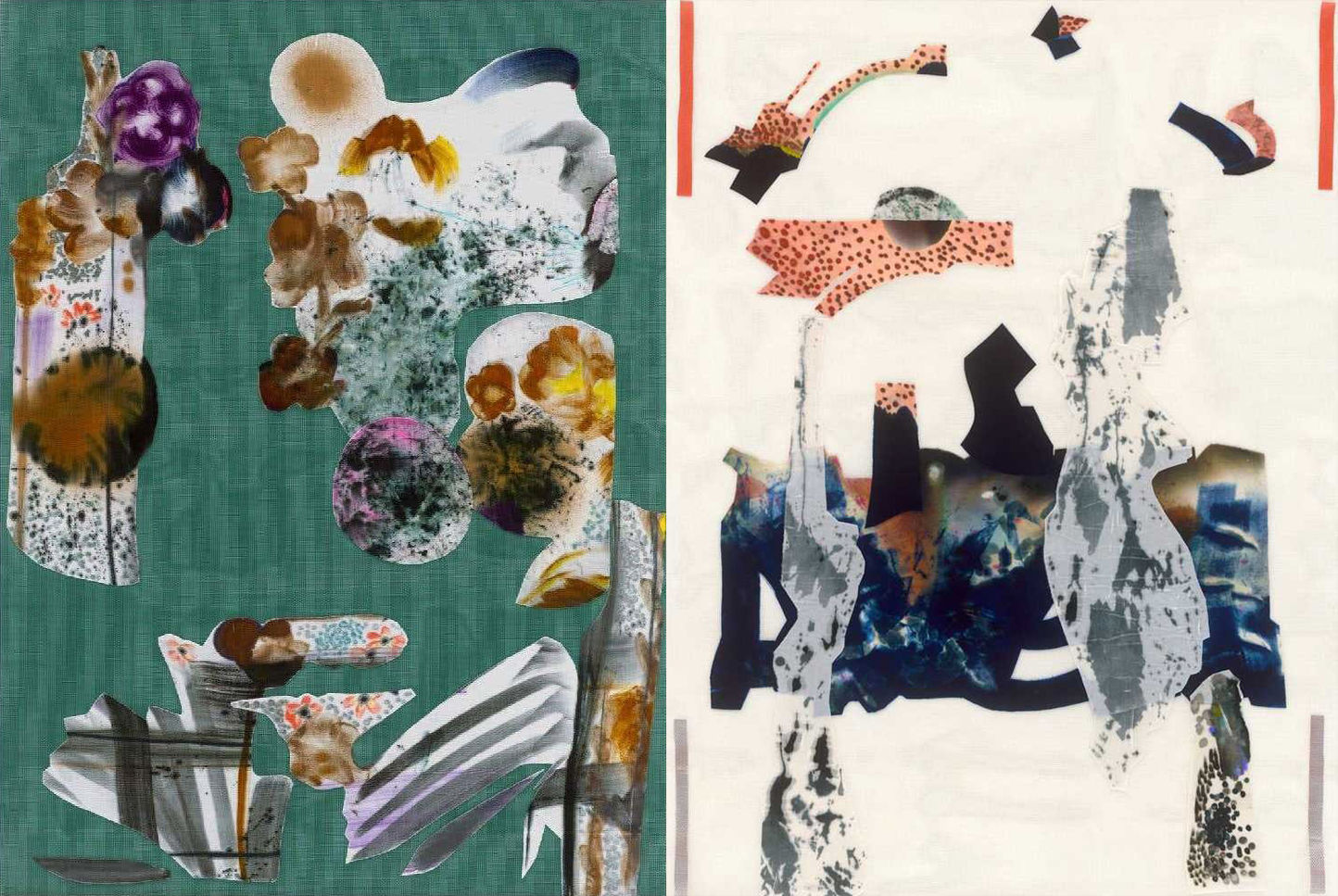 Two abstract collages by Travis Boyer.